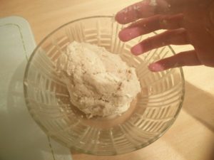 The mix being rolled into a ball