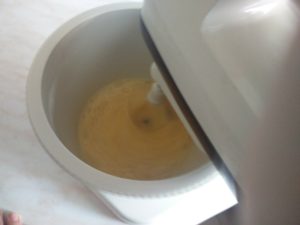 The ingredients continuing to be mixed