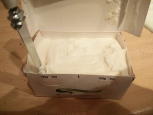 The vegetable shortening has been cut to the correct amount