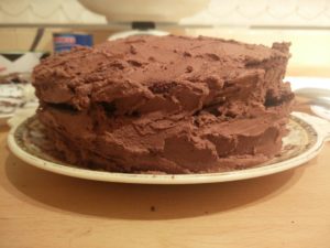 The final side of the frosted sides of the cake