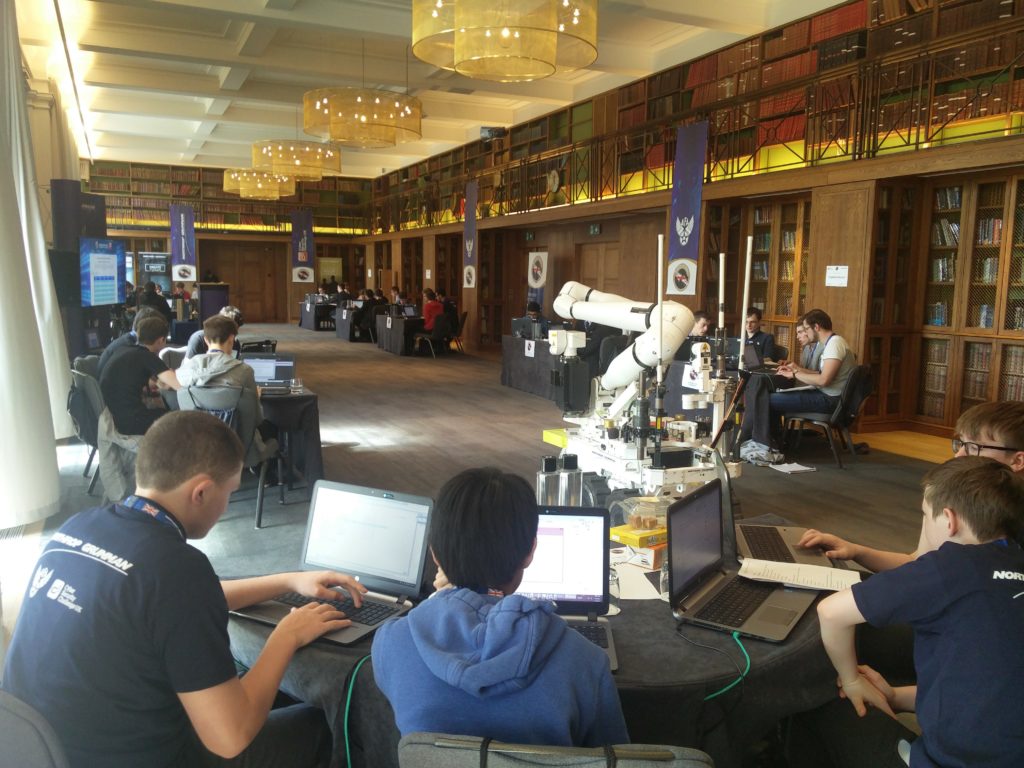 The competitors in the library at the IET