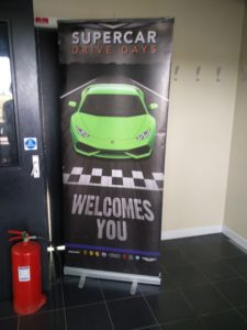 A welcome sign on the entrance to the hospitality room