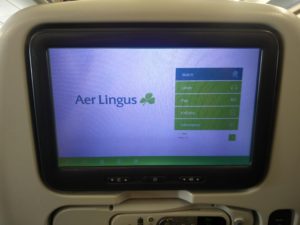 The entertainment screen in the back of the seat in front