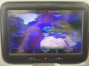 The map showing the route we were going to take and the times locally and at Washington