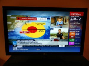 The Weather Channel showing Hurricane Florence has grown in size