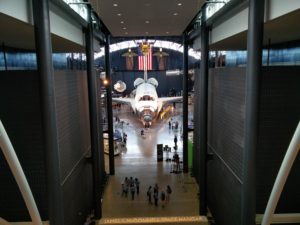 An above view of the Space Shuttle Discovery