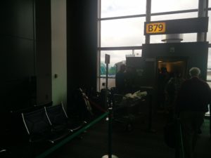 The plane and boarding gate at Washington Dulles Airport