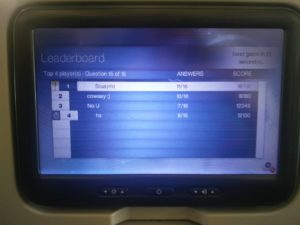 The screen showing the scores from a game we played, with me in first position