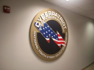 The CyberPatriot logo outside the CyberPatriot office
