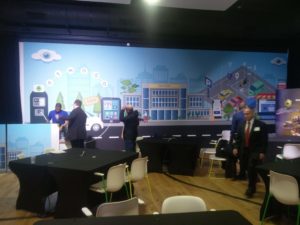 The artwork on the walls of the competition hall