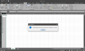 Excel showing a message of the number of duplicate values that were removed, aloung with how many values were left